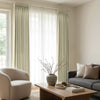 Joydeco Arden Satin Blackout Curtain, light beige, custom pleats, 100% light blocking.