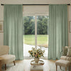 Oak Cotton Linen Semi-Blackout Curtain in sage green, textured fabric.
