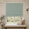 Alder linen-look blackout Roman blind in soft green, no-drill Inside Recess (Recess Fitting)