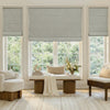 Alder faux linen blackout Roman shade in grey, custom window treatment.