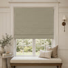 Alder linen look blackout Roman blind in beige, no-drill Inside Recess (Recess Fitting)