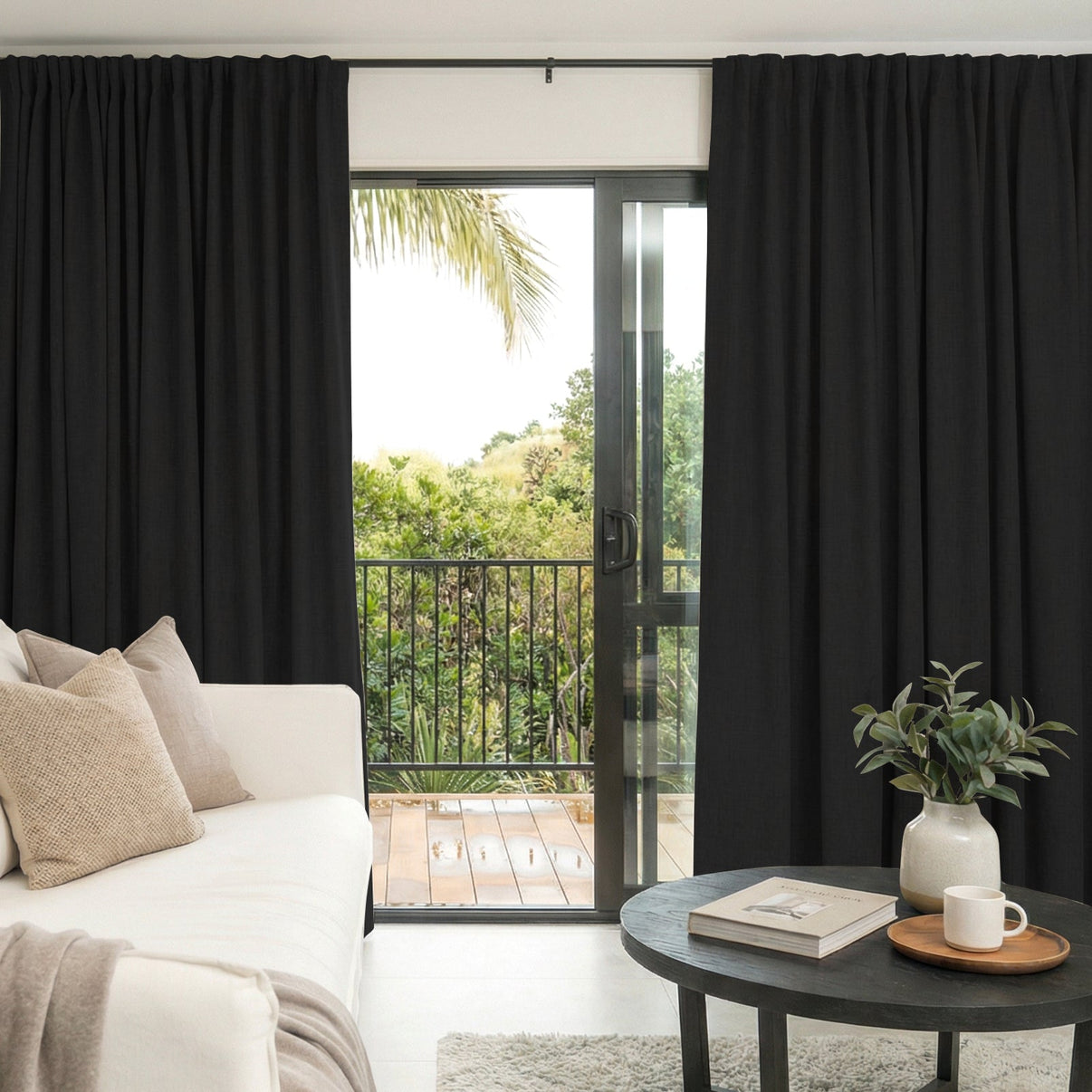 Alder 100% Blackout Linen Look Curtain - Joydeco UK